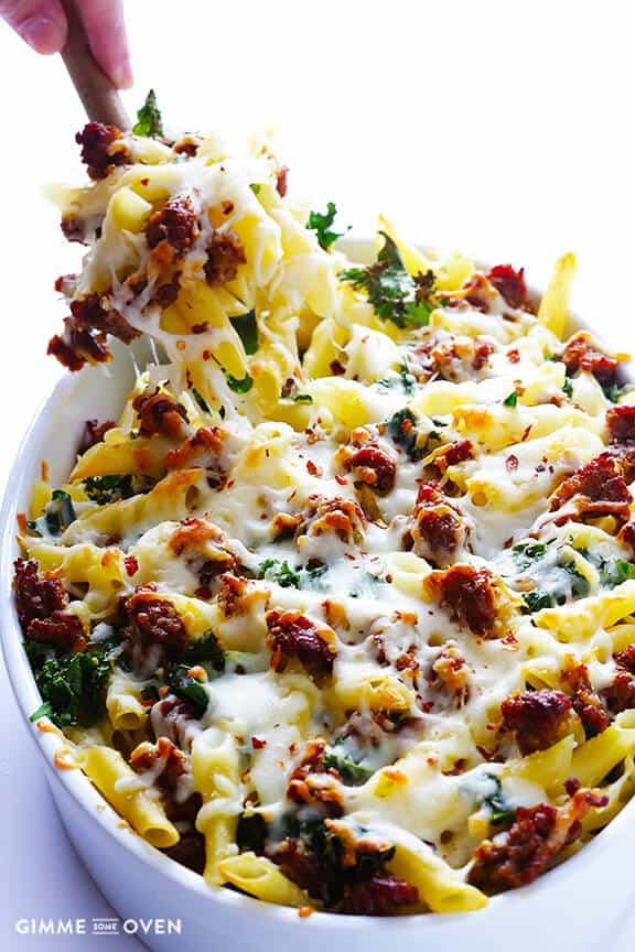 5-Ingredient Italian Sausage and Kale Baked Ziti