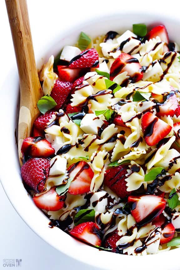 5-Ingredient Strawberry Caprese Pasta Salad at home