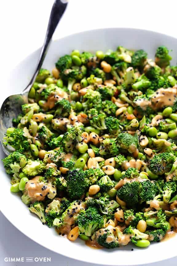 Broccoli Salad with Peanut Sauce at home