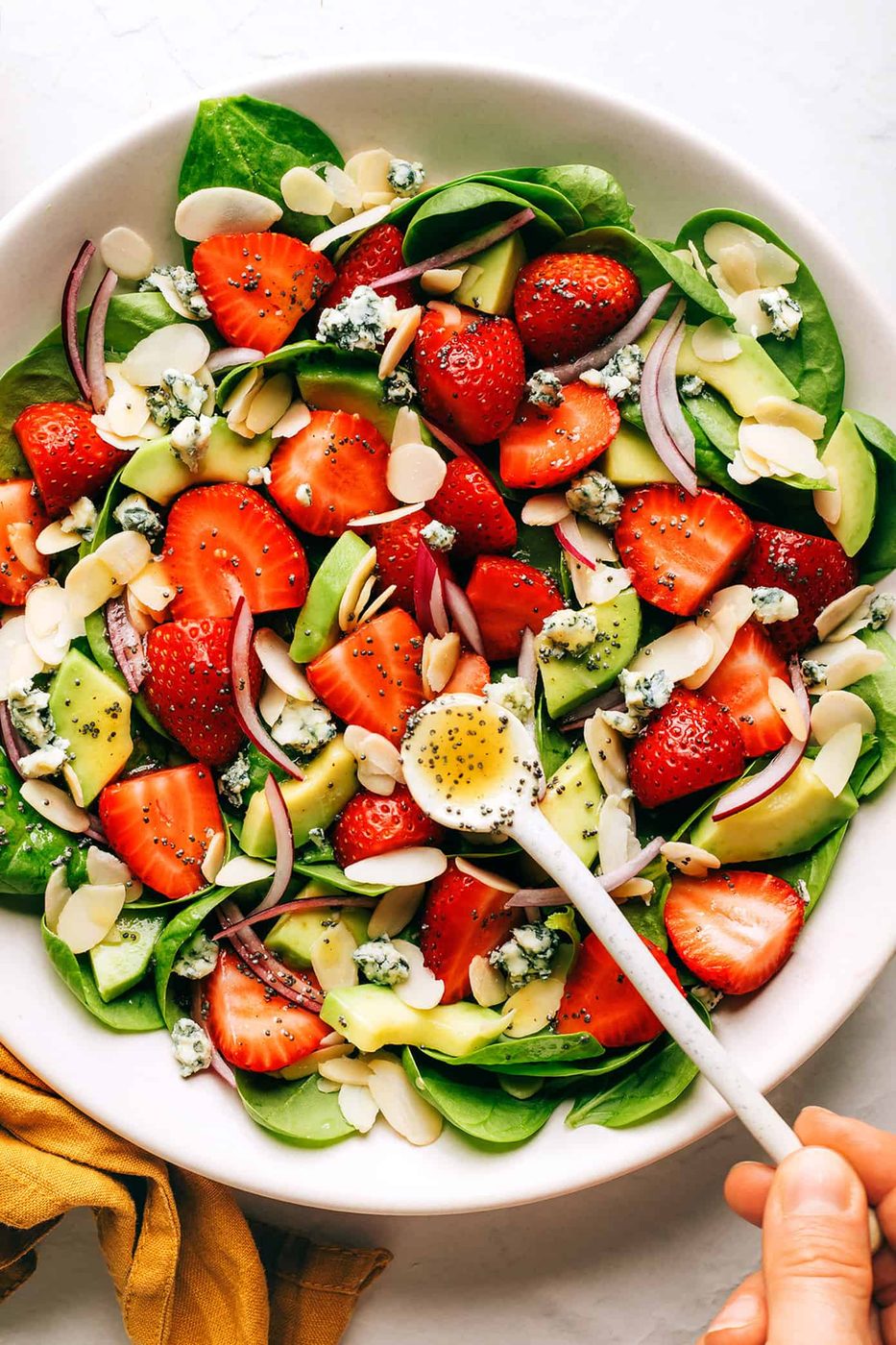 Strawberry Avocado Spinach Salad with Poppyseed Dressing at home