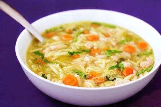 Homemade Basil, Chicken and Orzo Soup