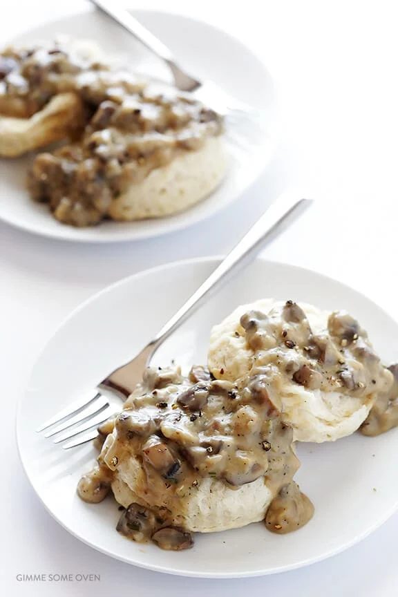 Biscuits and Mushroom Gravy (Vegan) at home