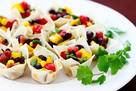 Homemade Black Bean & Mango Salsa Cups