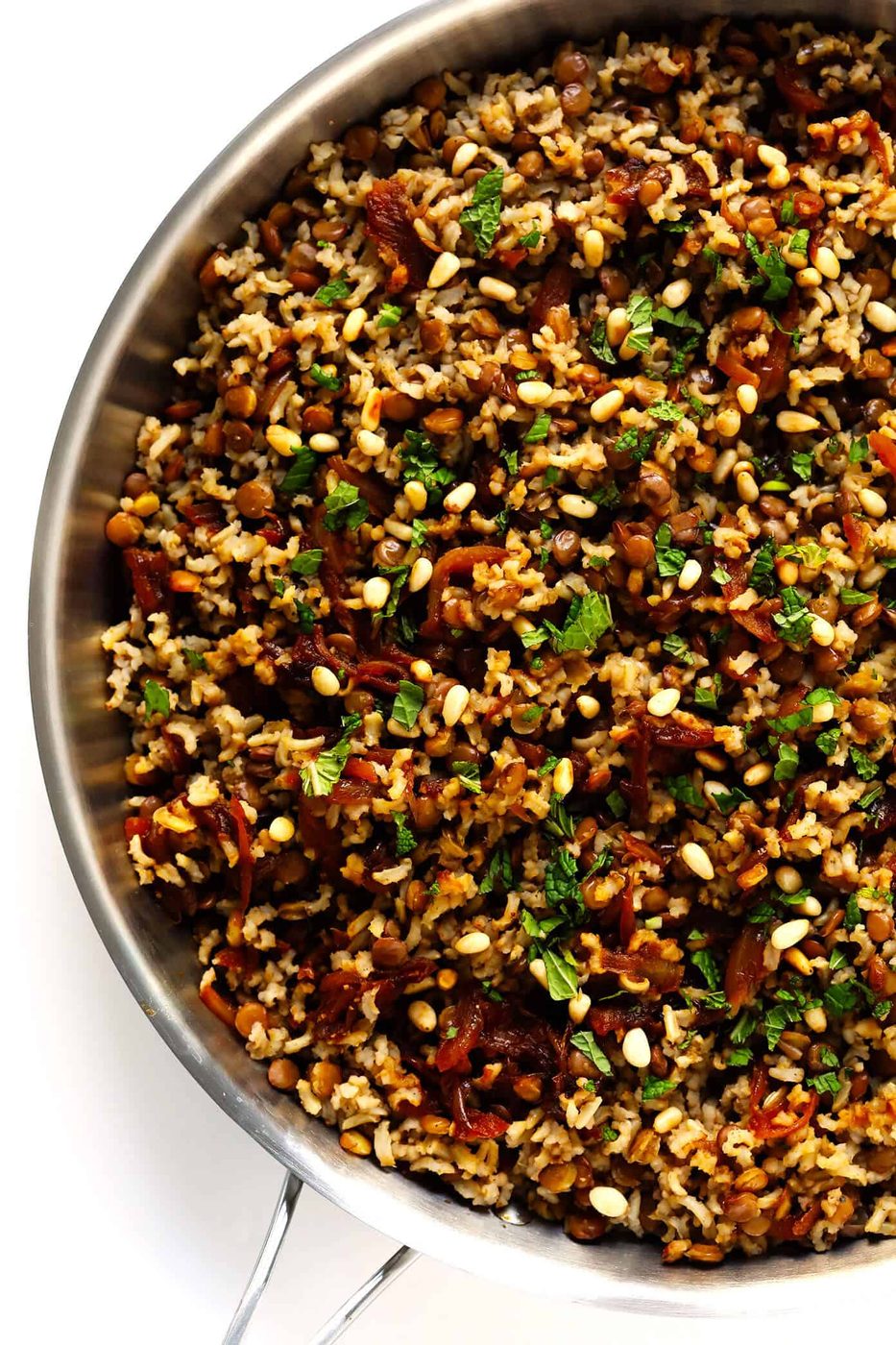 Brown Rice Mujadara at home