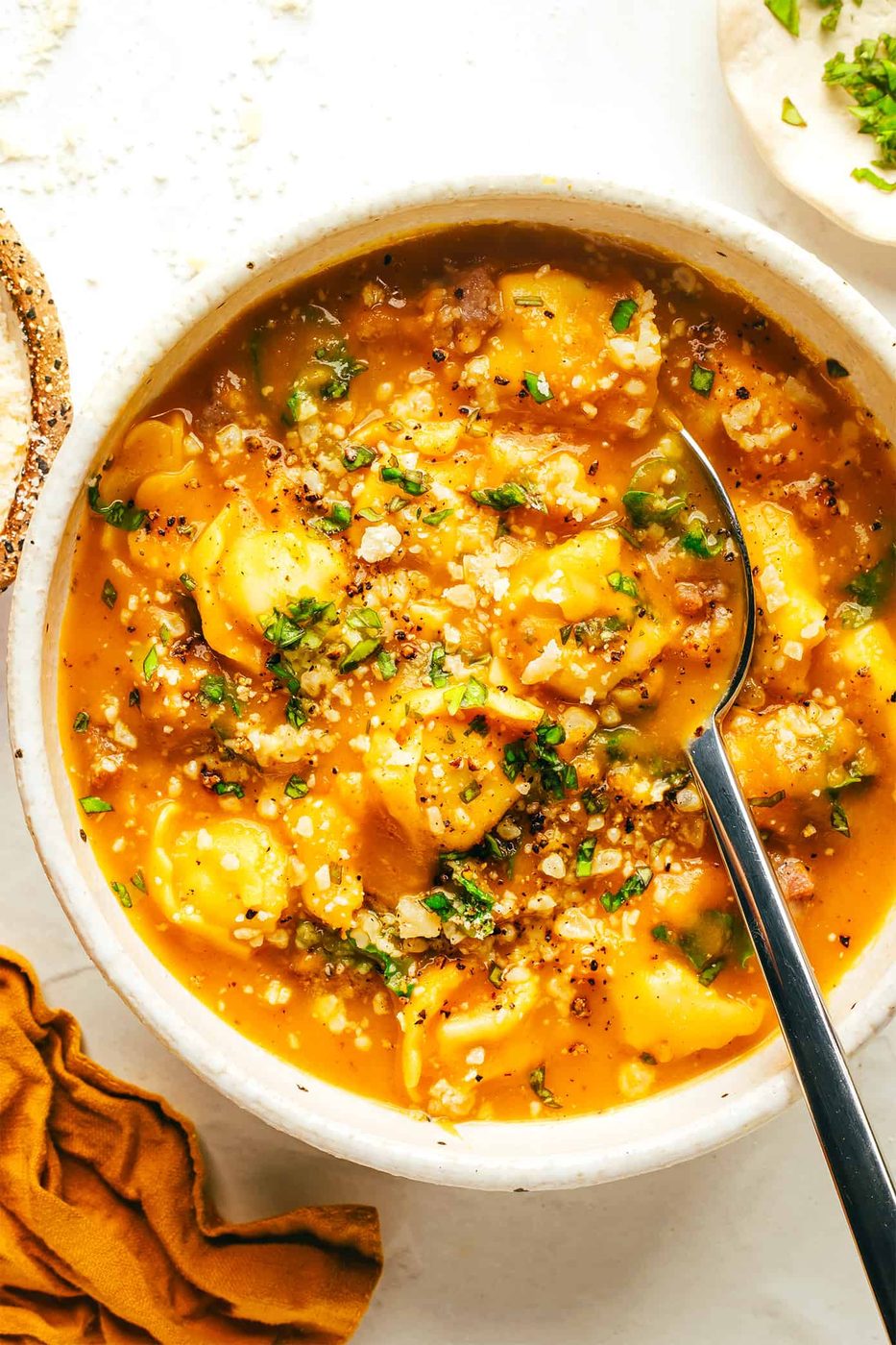 Butternut Squash, Sausage and Tortellini Soup at home