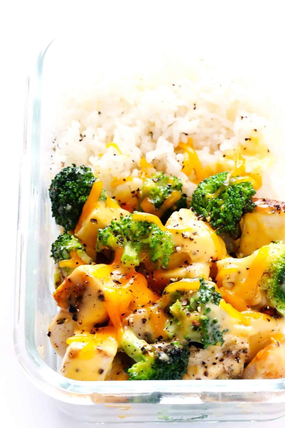 Homemade Cheesy Broccoli, Chicken and Rice Bowls (Meal Prep)