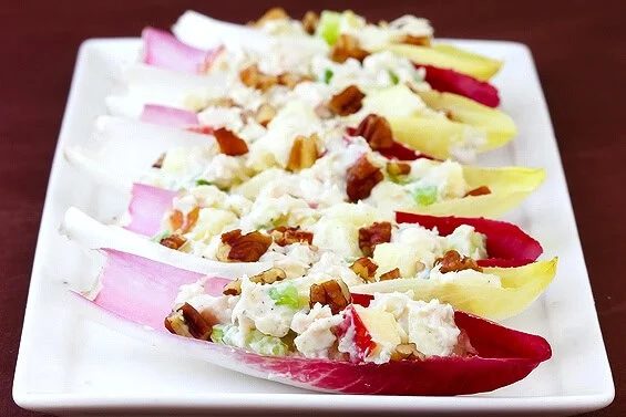 Homemade Chicken, Apple & Gorgonzola Salad On Endive