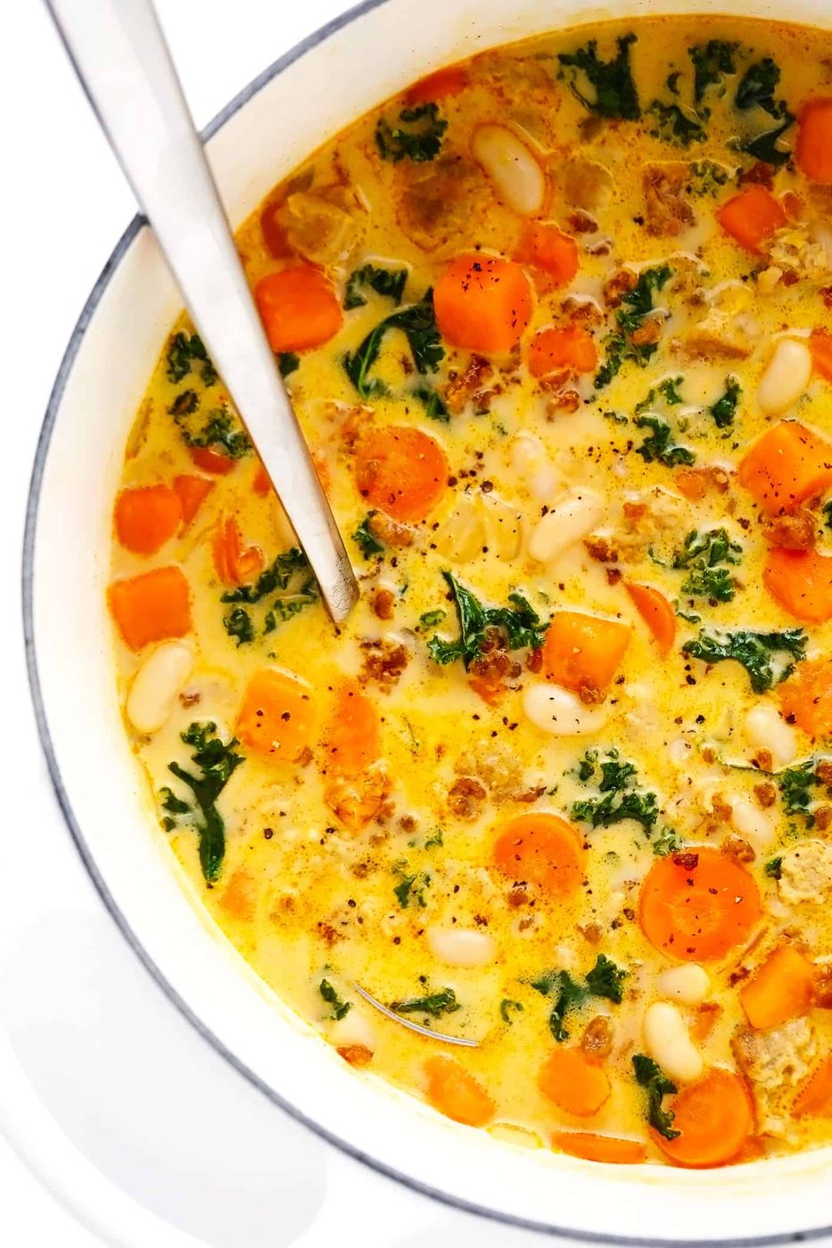 Homemade Creamy Sweet Potato and Sausage Soup