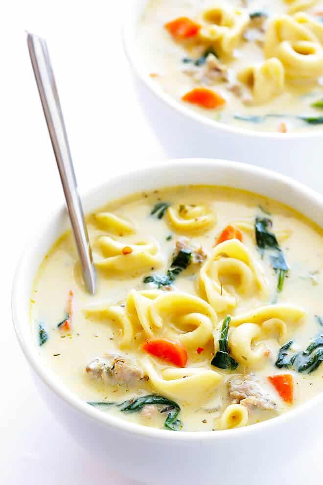 Creamy Tortellini Soup with Italian Sausage