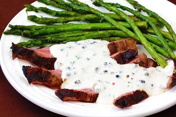 Flank Steak With Peppercorn Cream Sauce at home