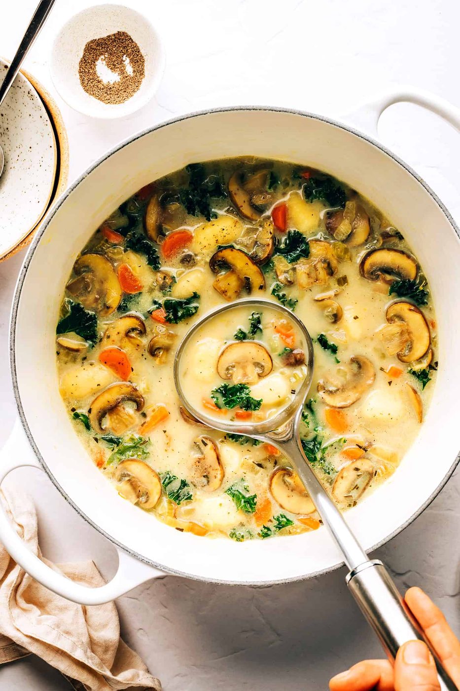 Gnocchi, Mushroom and Kale Soup at home