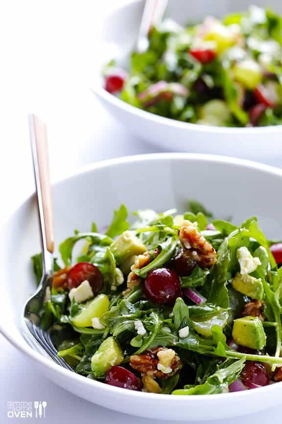 Homemade Grape, Avocado and Arugula Salad