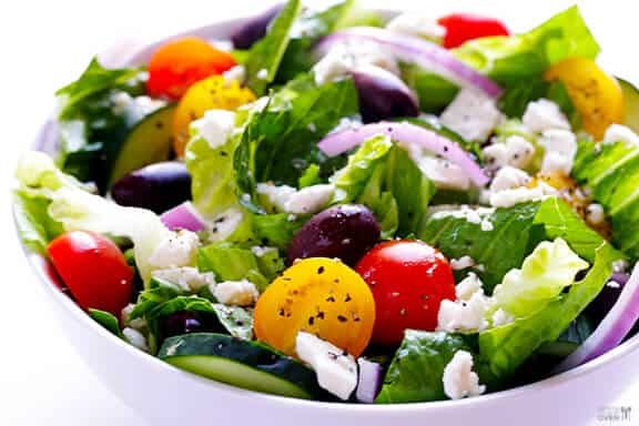 Greek Salad with Garlic-Lemon Vinaigrette