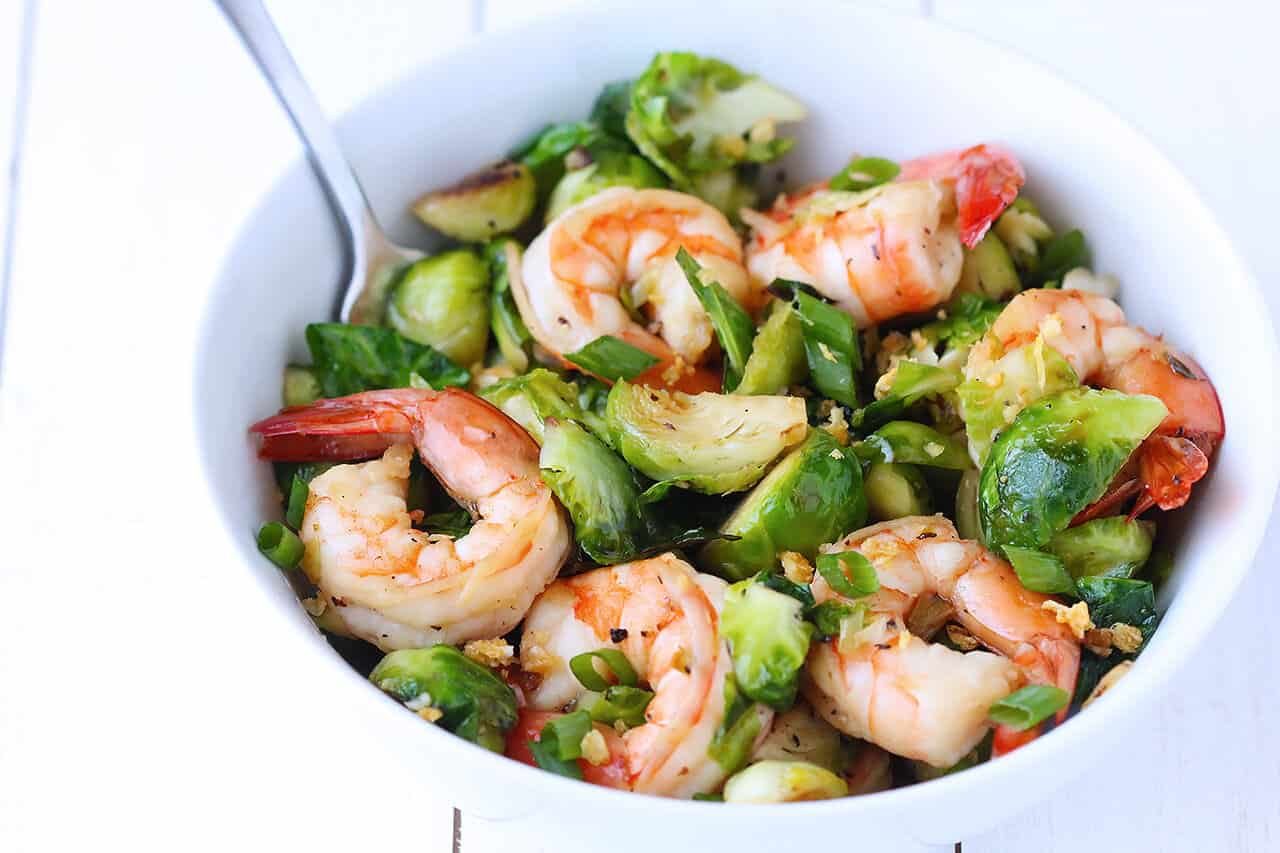 Honey Sesame Shrimp & Brussels Sprouts Stir Fry at home