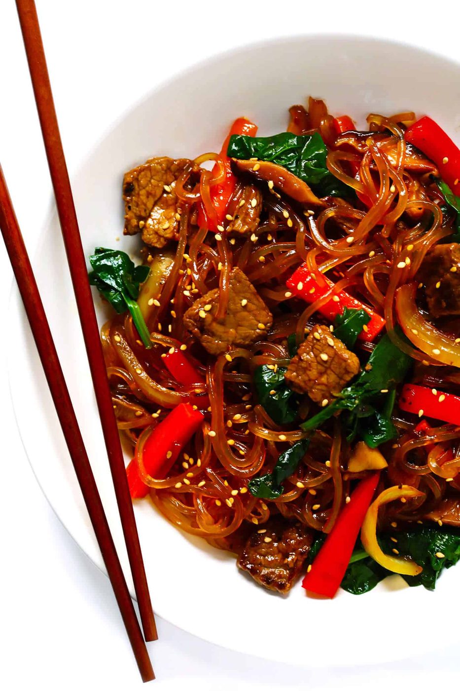 Japchae (Korean Noodle Stir-Fry) at home