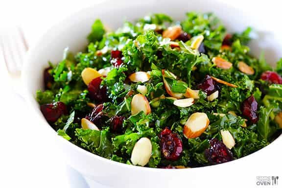 Homemade Kale Salad with Warm Cranberry Vinaigrette