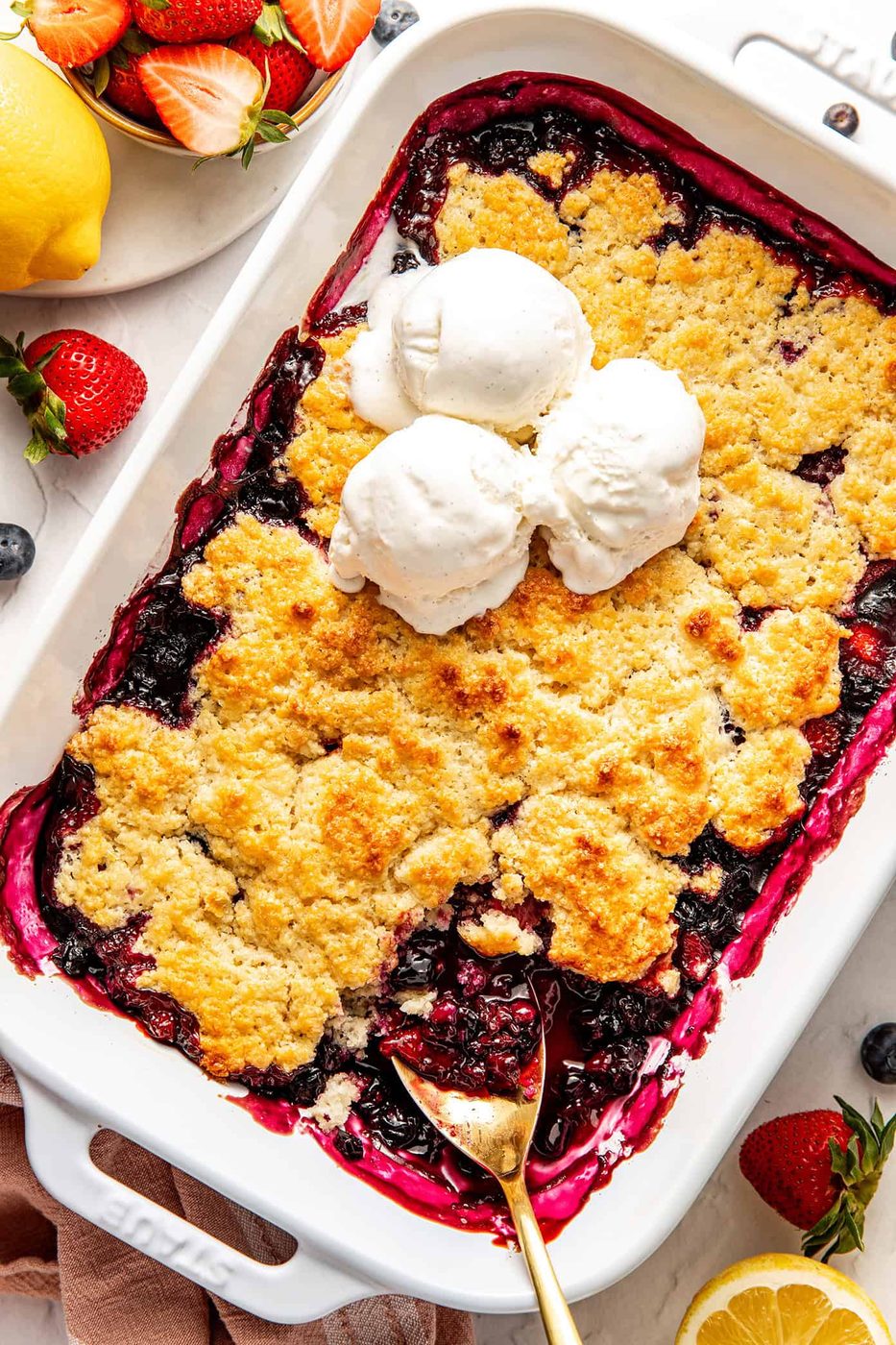 Lemon Berry Cobbler at home