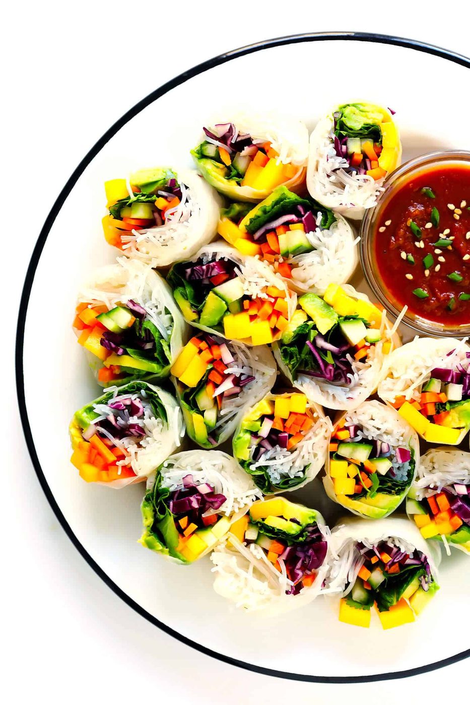 Mango Avocado Spring Rolls (with Peanut Sauce)