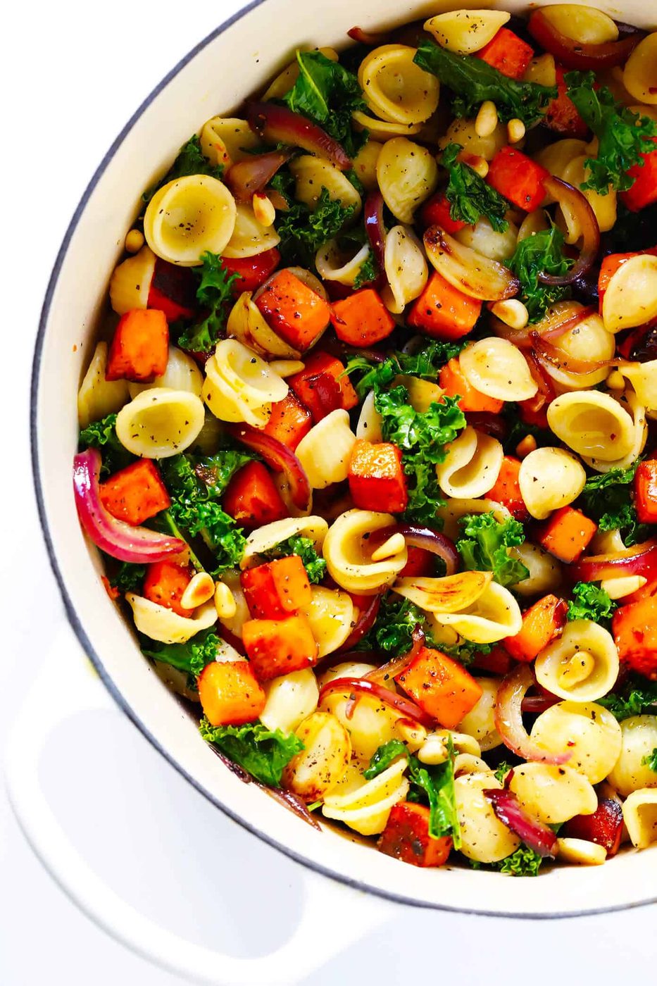 Pasta with Caramelized Sweet Potatoes and Kale