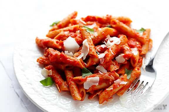 Pasta with Roasted Red Pepper Sauce at home