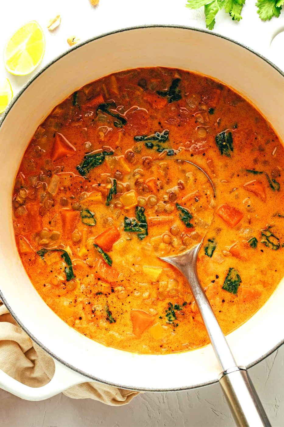 Homemade Peanut Curry Lentil Soup