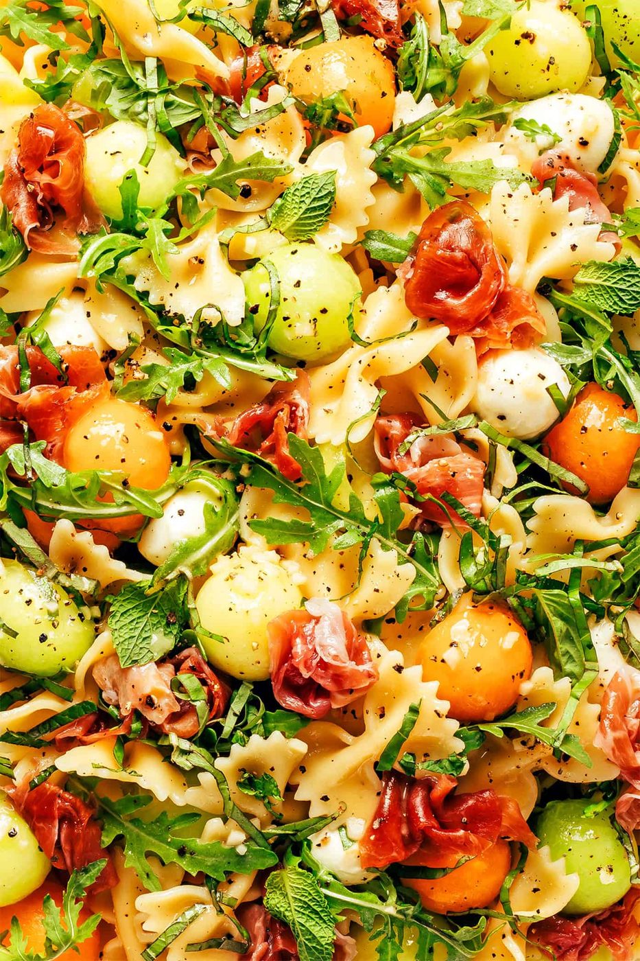 Homemade Prosciutto Melon Pasta Salad