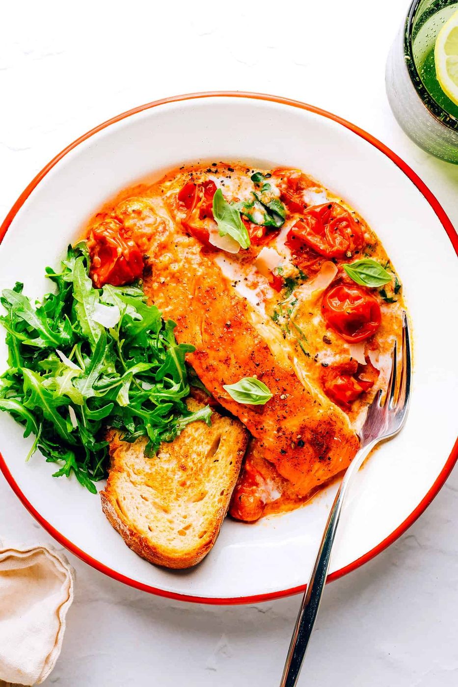 Homemade Salmon with Burst Tomato Sauce
