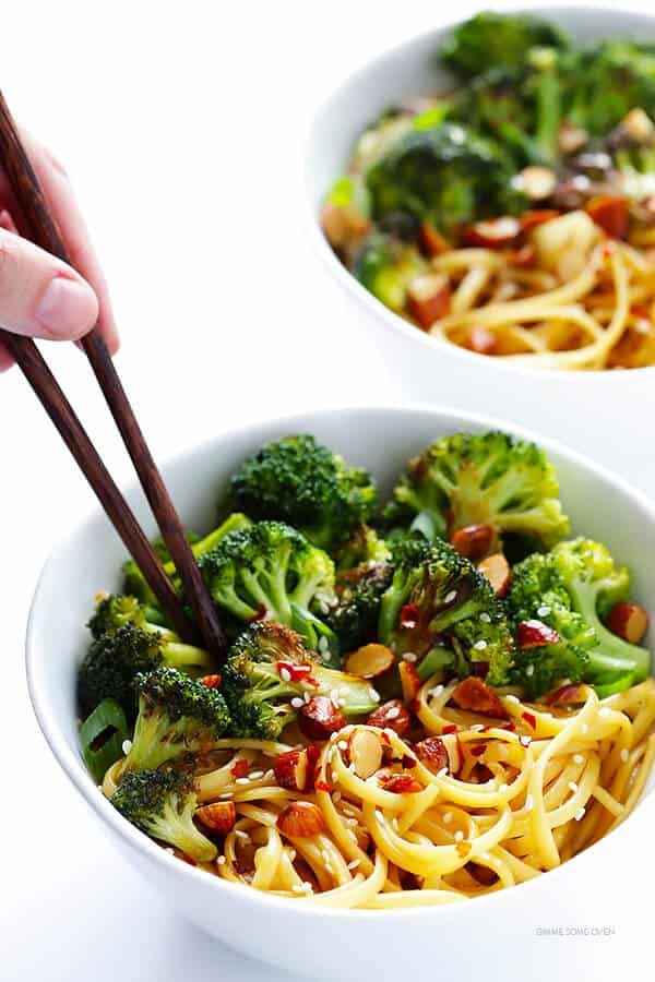Sesame Noodles with Broccoli and Almonds