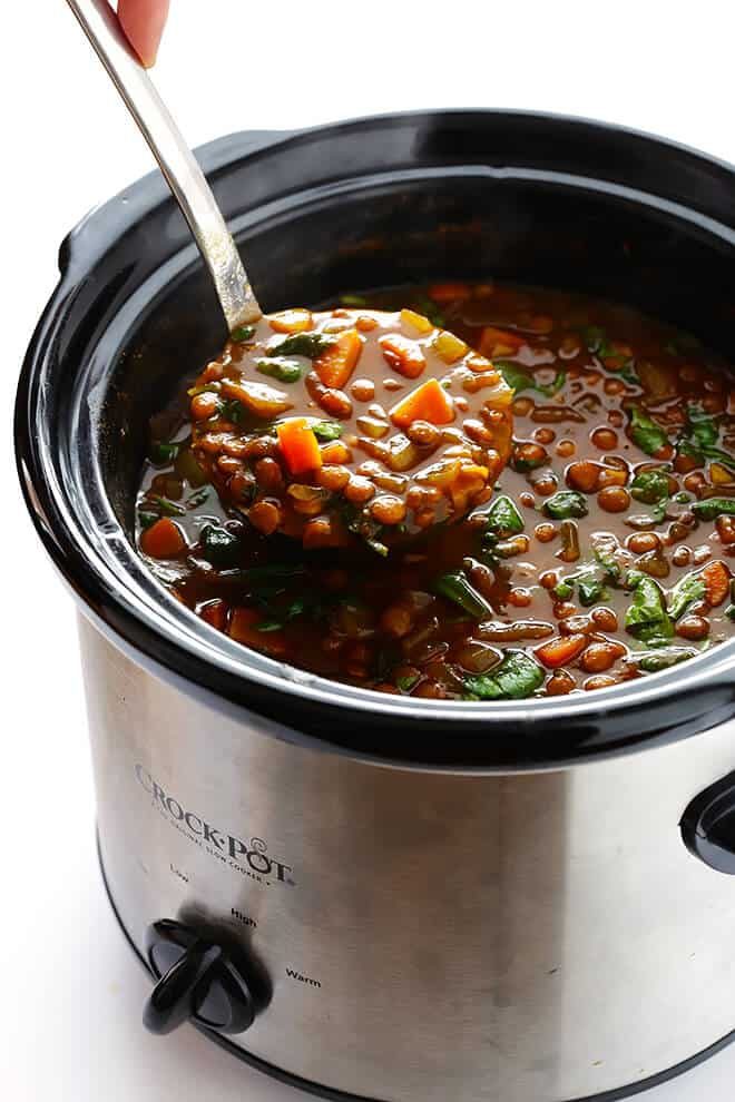 Homemade Slow Cooker Curried Lentil Soup