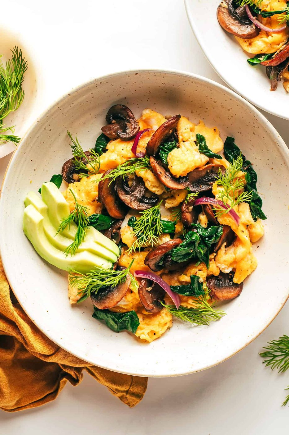 Spinach Mushroom Egg Scramble at home