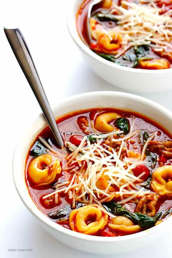Tortellini Soup with Italian Sausage, Spinach and Tomatoes at home