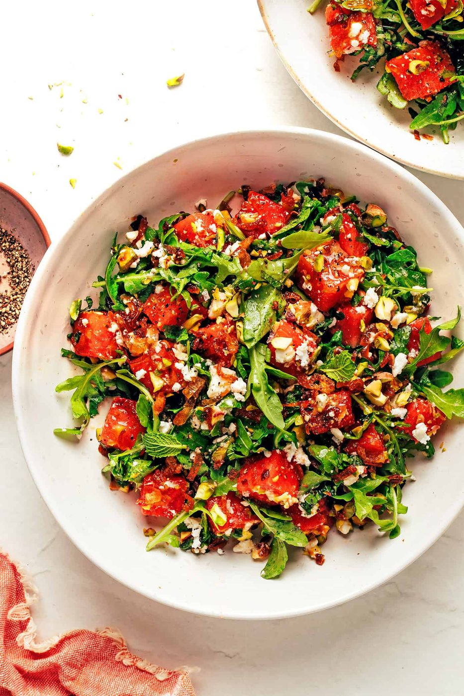 Watermelon Arugula Salad with Crispy Shallots