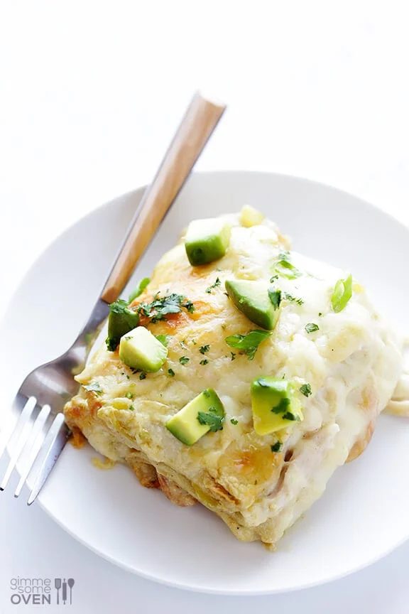 White Chicken Enchilada Casserole at home