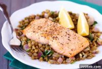 Wholesome Baked Salmon and Lentils