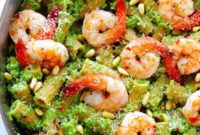 Emerald Pesto Shrimp Fettuccine