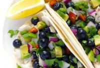Pan-Seared Fish Tacos with Blueberry Almond Relish