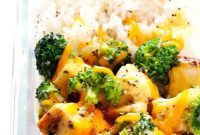 Cheesy Broccoli, Chicken and Rice Meal Prep Bowls