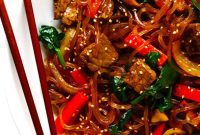Savory Korean Japchae Glass Noodle Stir-Fry