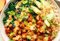 Golden Roasted Sweet Potato Chickpea Bowls