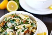 Zesty Lemon Rosemary Chicken Pasta with Asparagus and Spinach