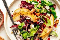 Pear and Goat Cheese Salad with Candied Pecans