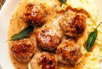 Hearty Turkey Meatballs Smothered in Gravy