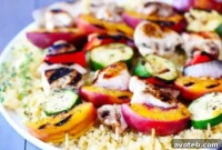 Sweet & Savory Peach Chicken Skewers