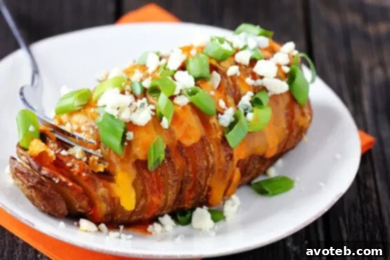Irresistible Buffalo Hasselback Potatoes Recipe Delicious Buffalo Hasselback Potatoes ready to serve