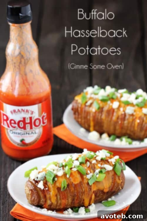 Enjoying Buffalo Hasselback Potatoes Final plated Buffalo Hasselback Potatoes, rich in color and texture