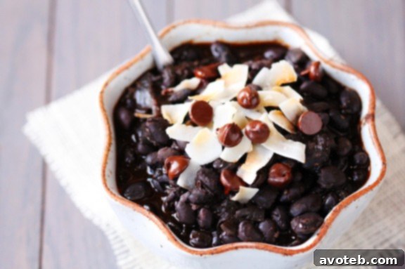 Delicious Black Bean Chili with Chocolate and Coconut, a unique and flavorful twist on classic chili