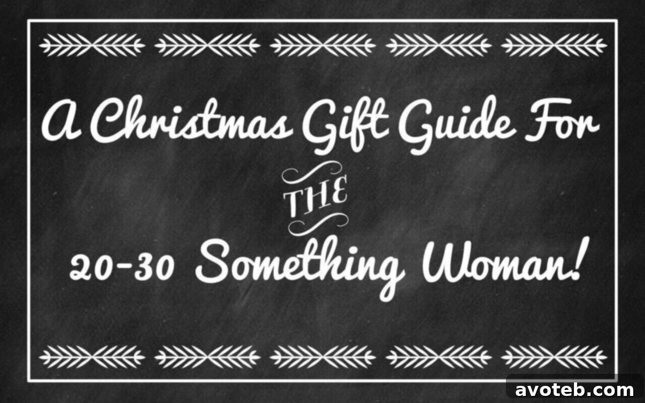 Holiday Gift Guide for 20-30 Something A festive holiday gift guide display, featuring a variety of stylish items laid out on a table with decorative elements, aimed at 20-30 somethings.
