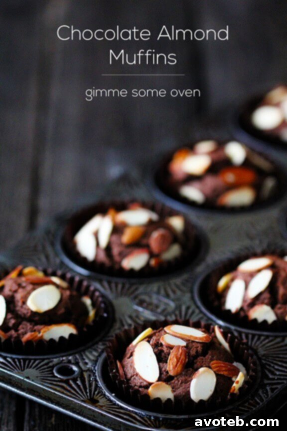 A delightful spread of Chocolate Almond Muffins, ready to be enjoyed as a breakfast or snack.