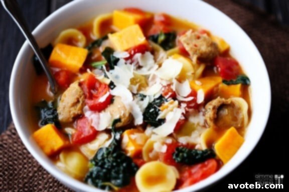 Hearty Sweet Potato, Sausage & Kale Soup