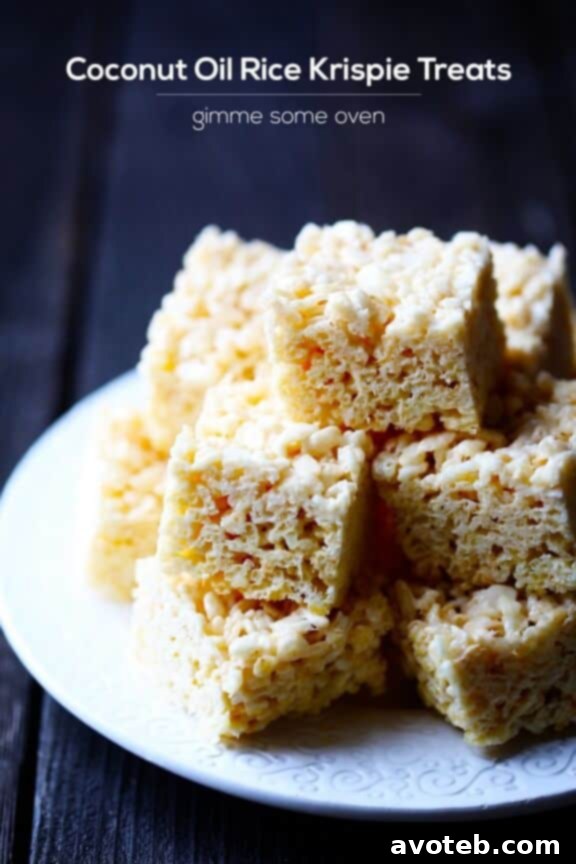 Closeup of Coconut Oil Rice Krispie Treats arranged beautifully, showcasing their texture and inviting golden brown edges.